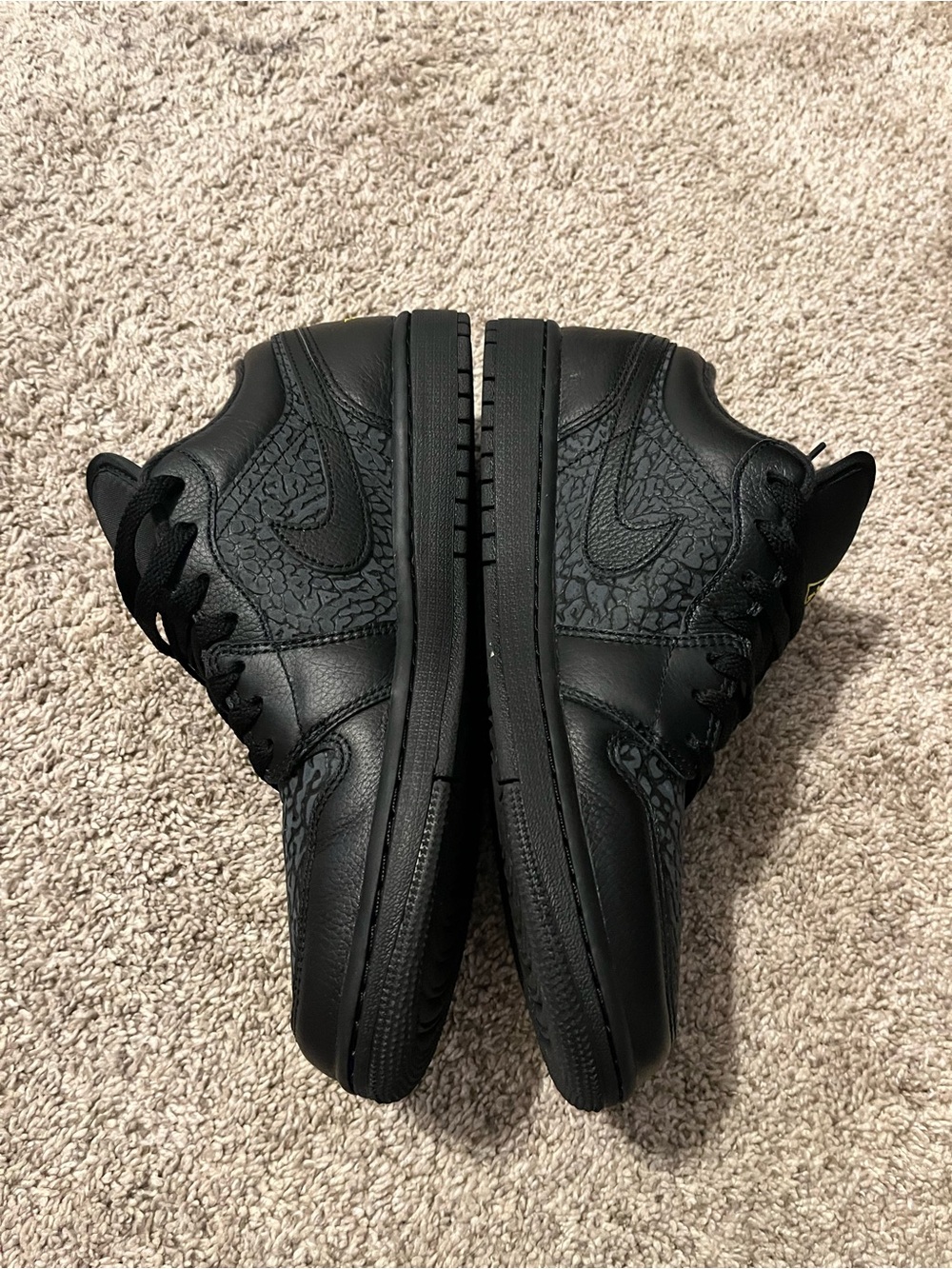 Jordan 1 Black Low-Top Sneakers with Yellow Accents - Picture 2 of 5